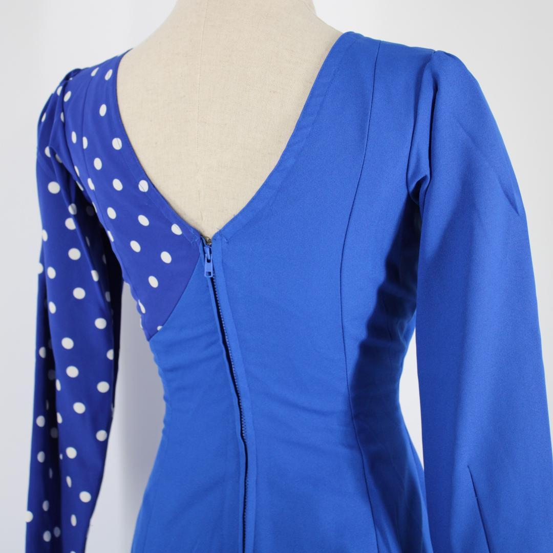 【美品 日本製 フラメンコ衣装】ブルー×ドット naja ワンピース ドレス