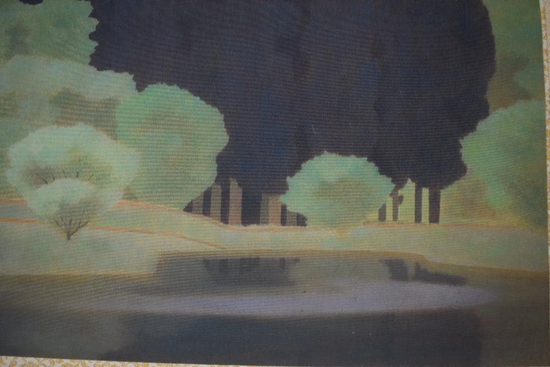 【真作】中瀬昴/夏晨/夏景湖山図/横物/掛軸☆宝船☆Y-769　JM