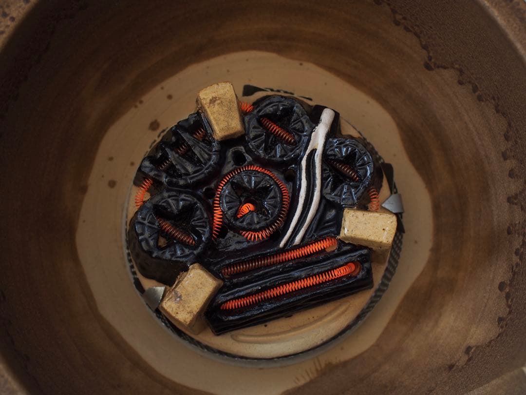 野々田式 風炉型電熱器 伊羅保 (動作OK) 茶道具 元箱付き