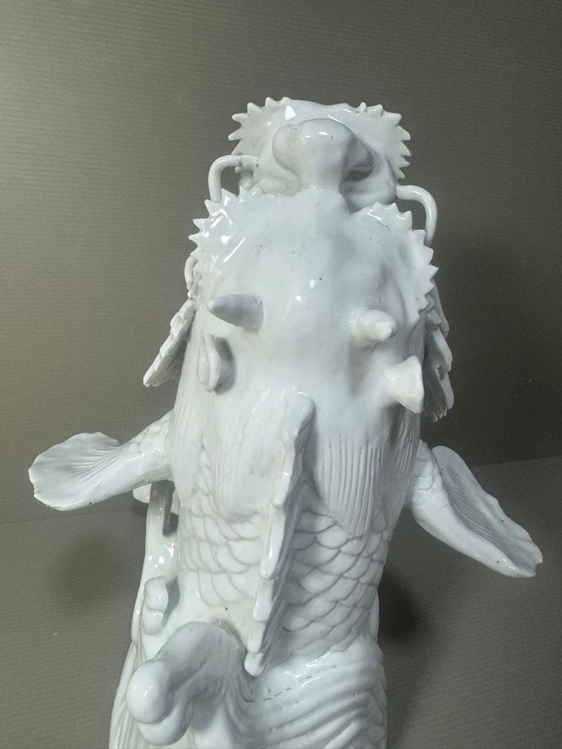 2330 激レア　龍首魚尾　平戸白磁龍置物　時代物