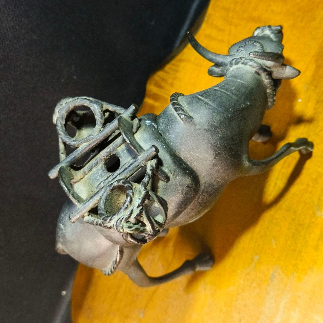 茶道具 唐金 水牛香炉 中国骨董 置物 古美術 旧家蔵出し コレクター放出 桐箱