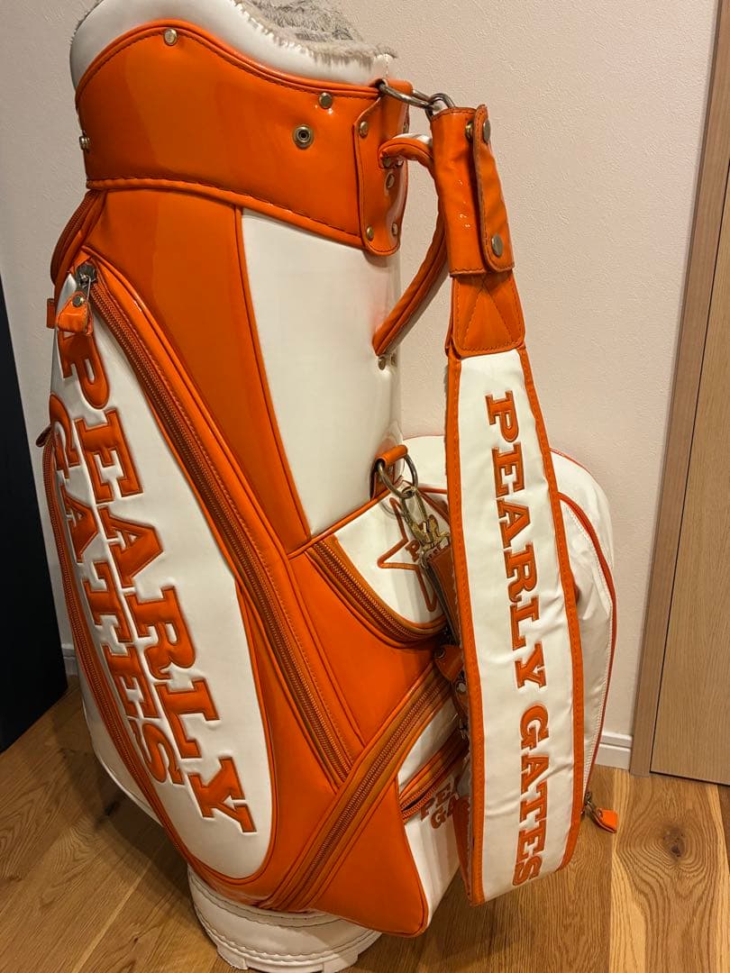 PEARLY GATES キャディーバッグ オレンジ/ホワイト　おまけ有り