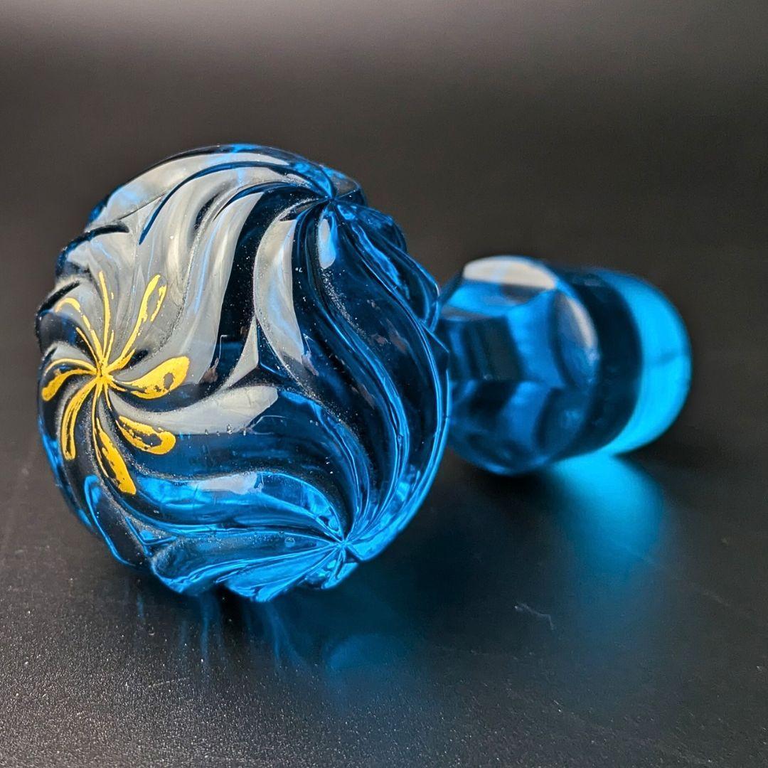 心奪われる鮮烈さ★オールドバカラ ロザース 26㎝カラフェ 金彩 ブルー