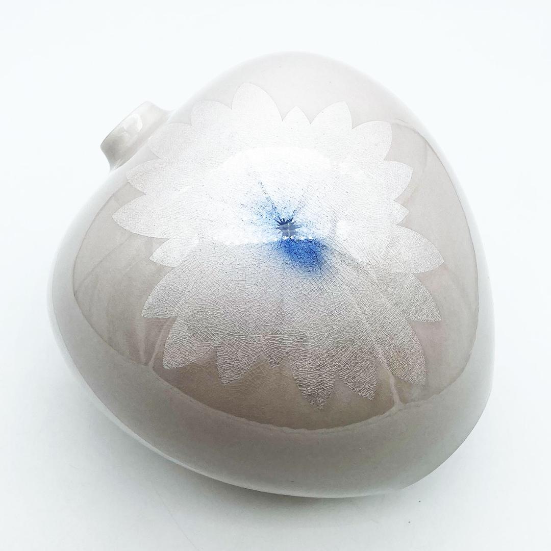 九谷焼 石川県指定無形文化財 中田一於 淡桜釉裏銀彩 花文 壷 花瓶 作家