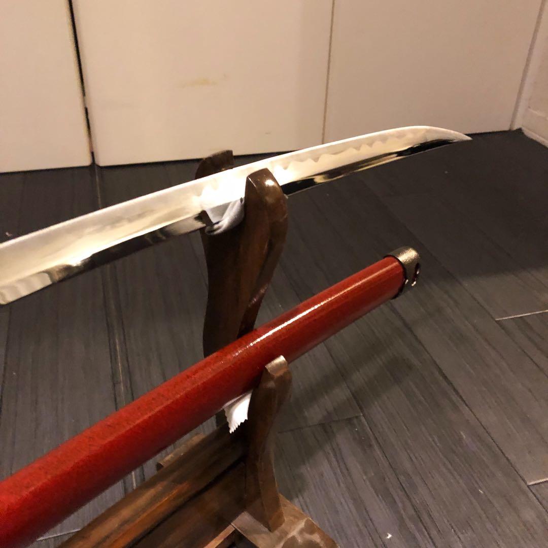 高級模造刀　居合刀　優乱刃紋　朱拵え　合金刀身