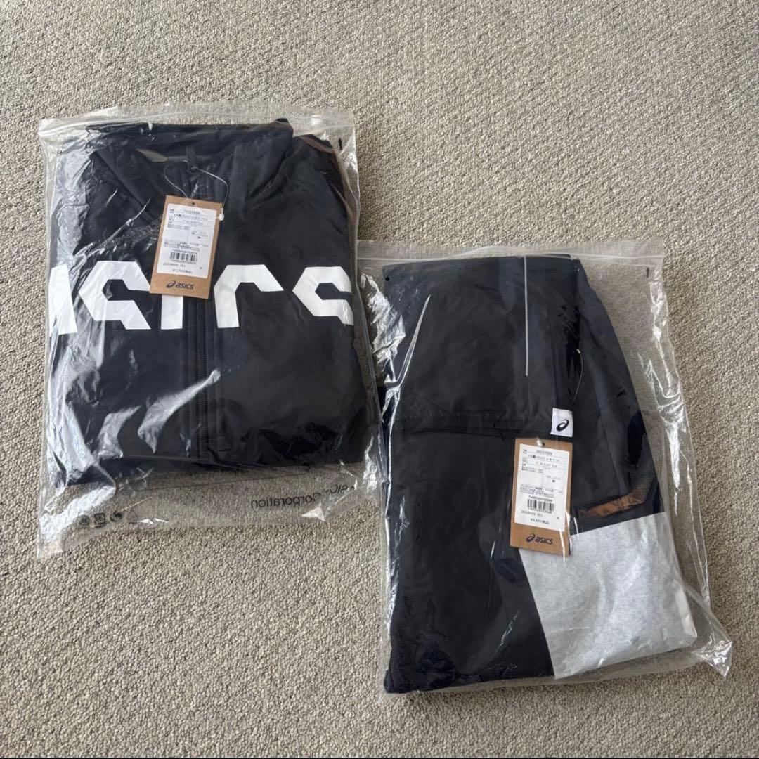 廃盤品！新品ASICS ウインドブレーカー 上下セット 黒ジャージ