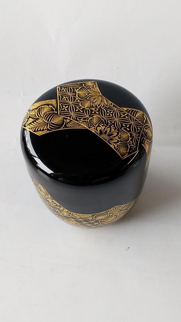 輪島塗 加門彰 作『 棗 扇面乃図 沈金 』漆器 漆芸 茶道具 共箱 共布 新品