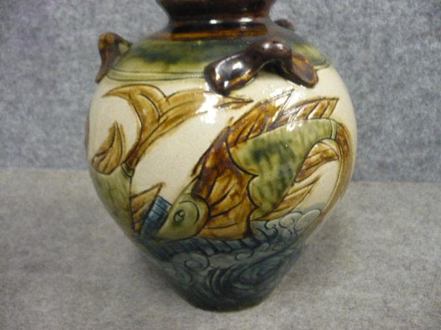 壺屋焼 魚文 壷 [B31356]