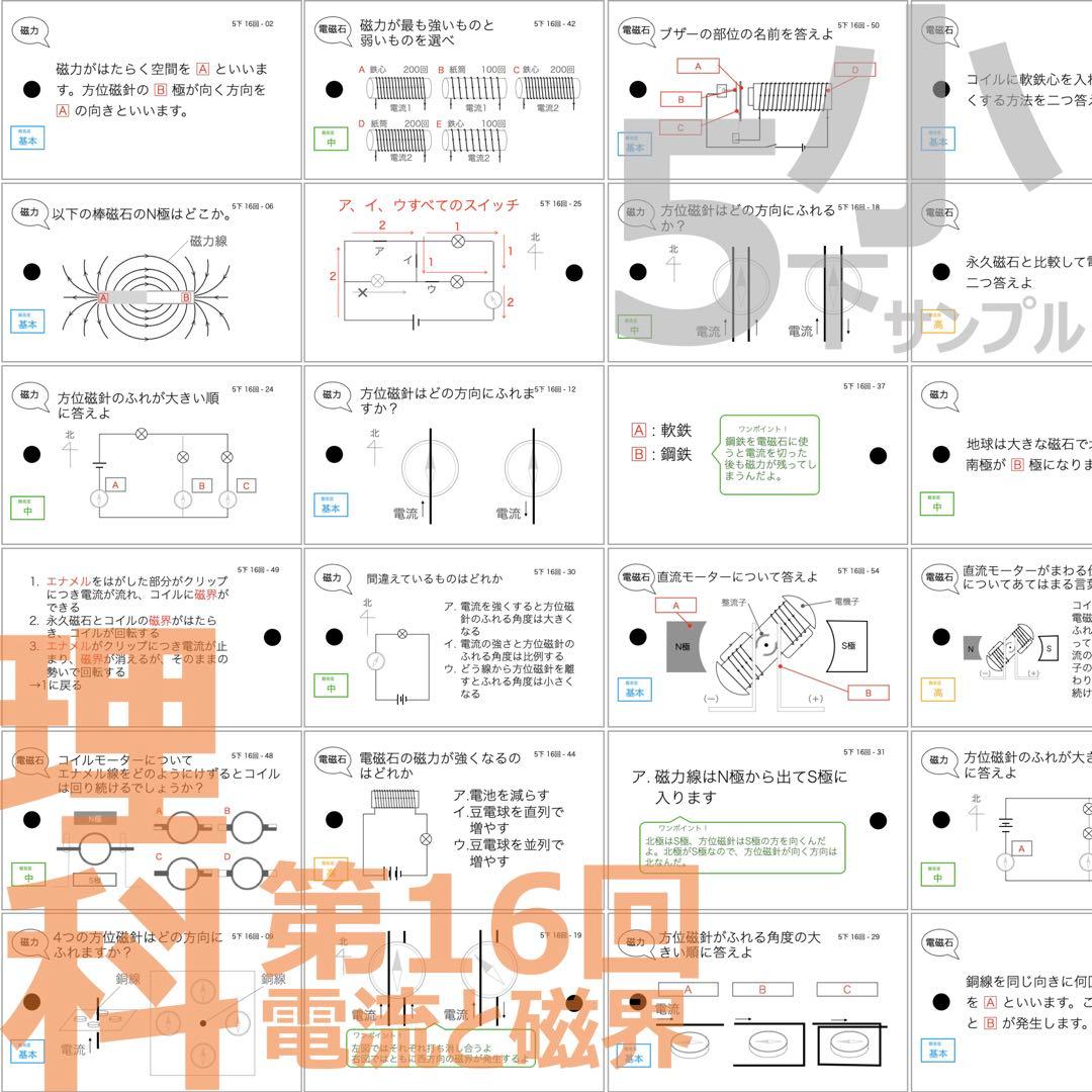中学受験【5年下 全セット 社会・理科1-18回】 暗記カード 予シリ 組み分け