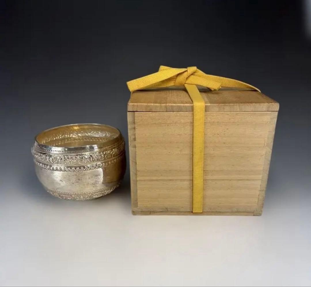 【中古品】銀　建水（合わせ箱）