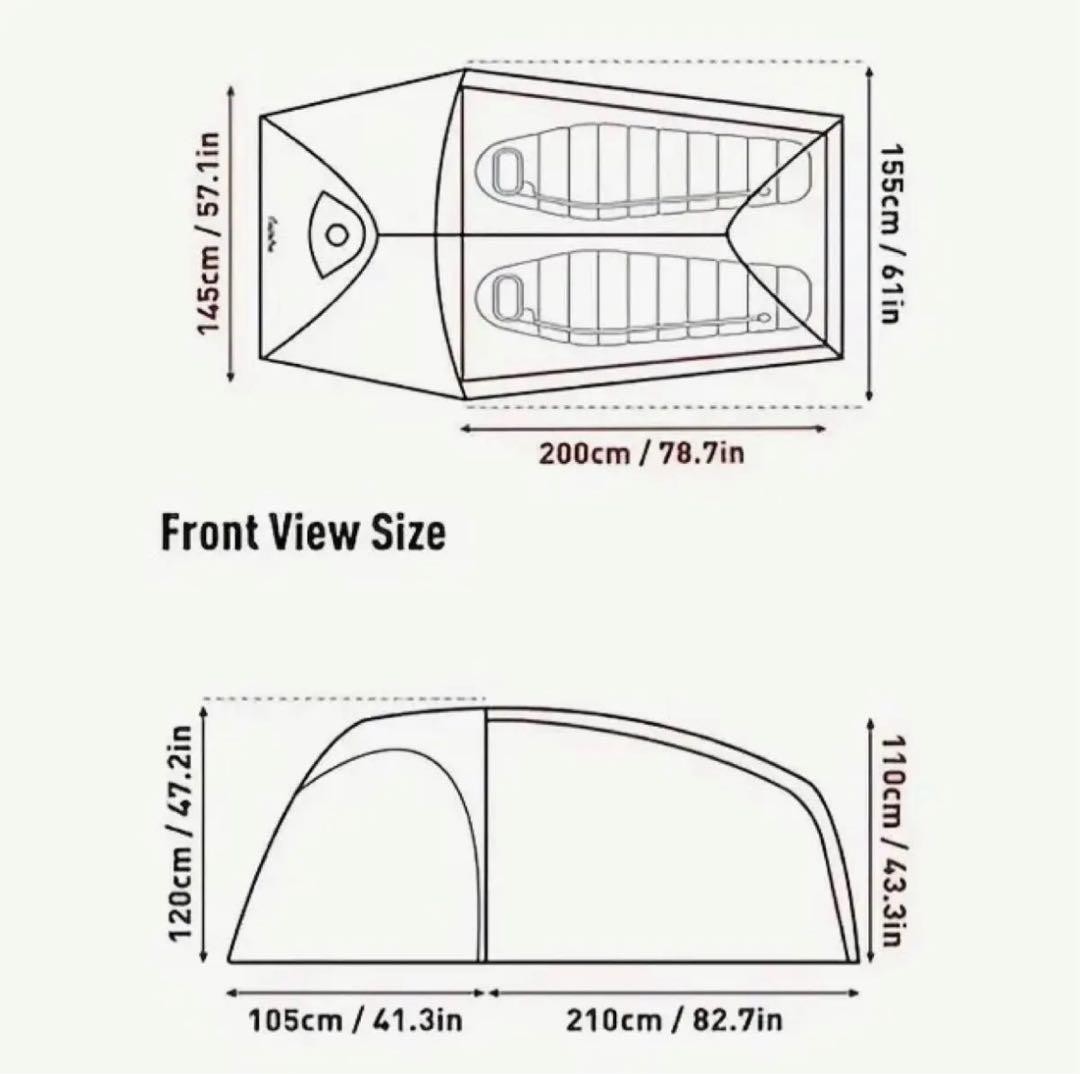 カーキ ドーム型キャンプテント