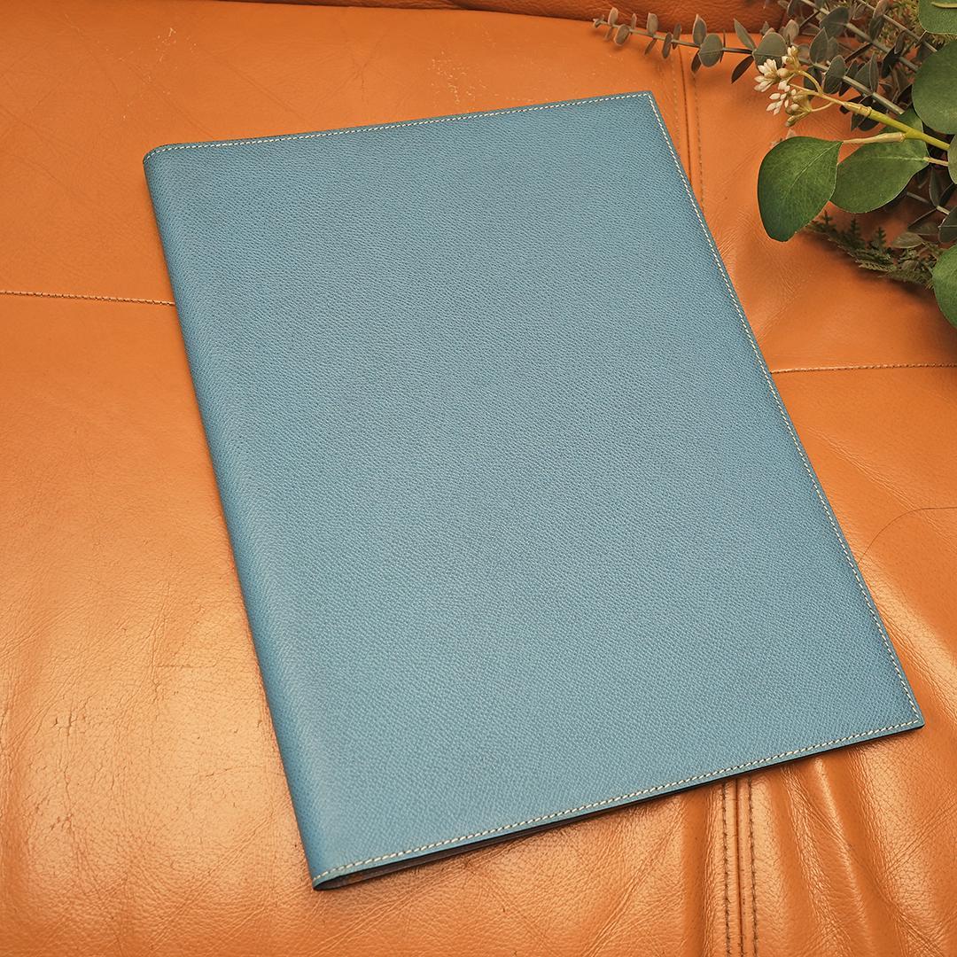 希少　美品　 エルメス A4　ノートカバー　バイカラー　アジェンダ ブルージーン