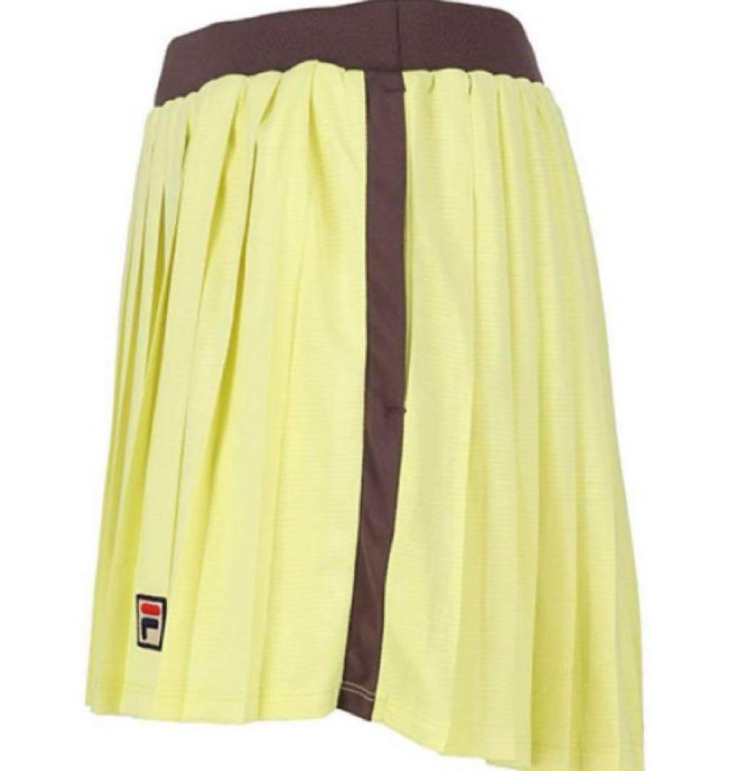 No.867 FILA スモーキーYELLOWのプリーツ☆新品☆XL☆