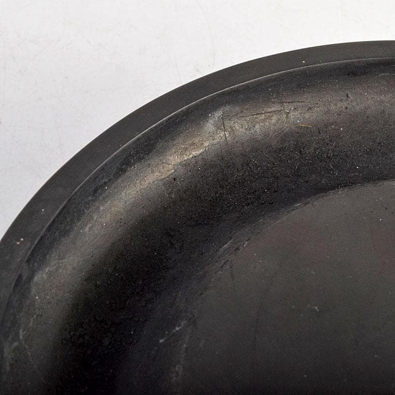 中国　書道具　端渓硯　円式硯　豊保刻　漢詩文　木蓋付　F　R9350