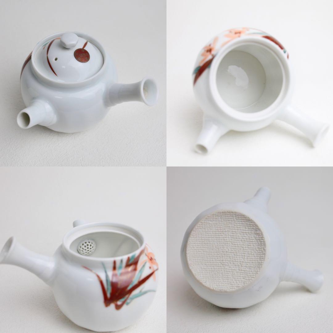 清水 六兵衛？ 面取　蘭絵　急須 煎茶道具