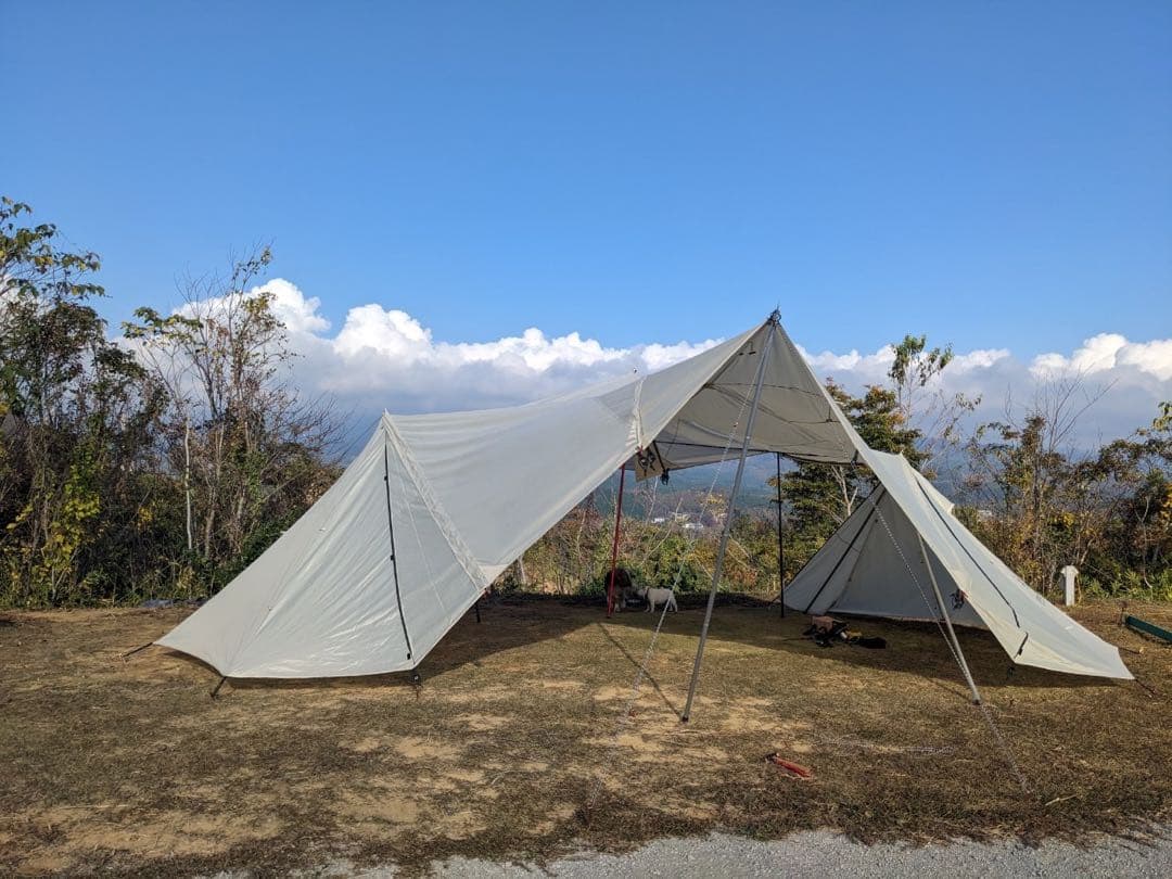 【二又ポール&跳ね上げポール付き】ランドステーションL アイボリー 二又付き