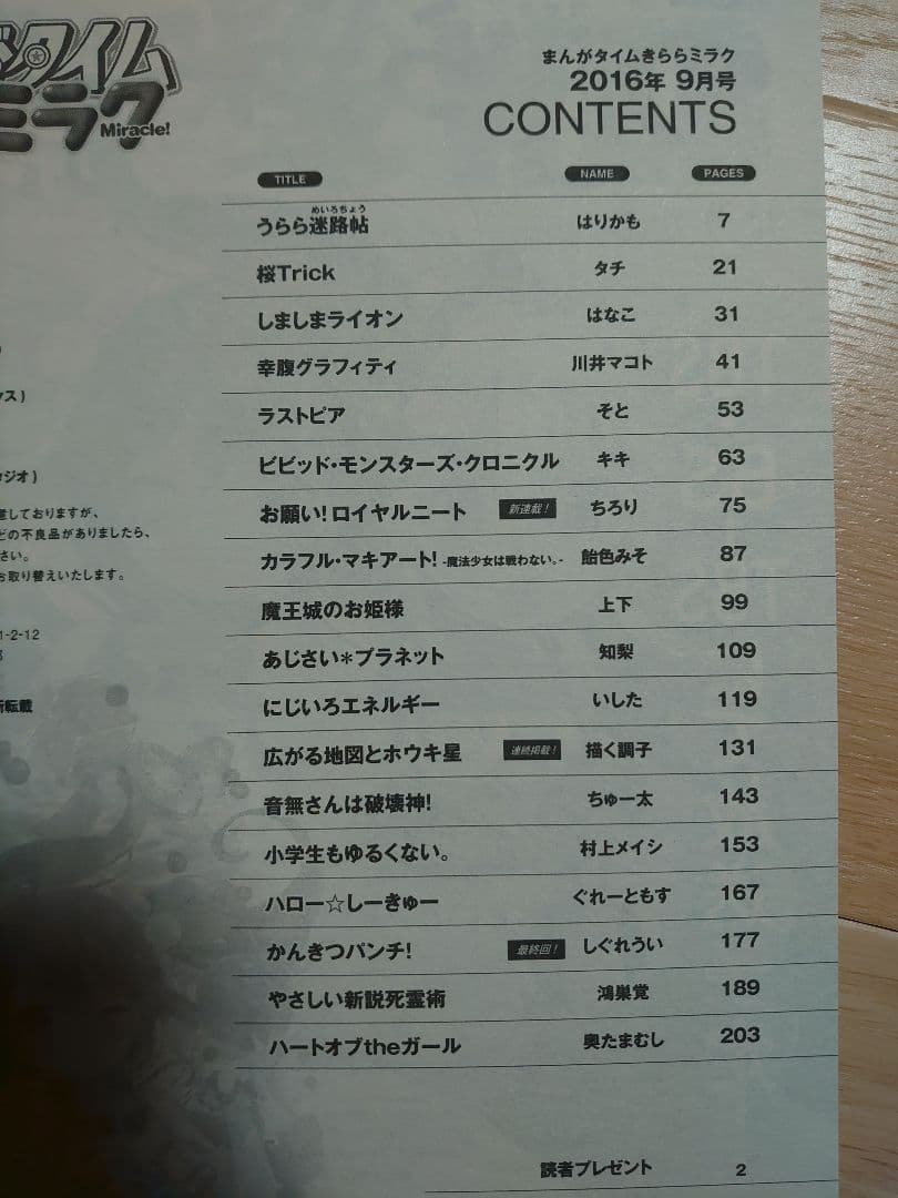 まんがタイムきららミラク 2016年1月号～12月号セット