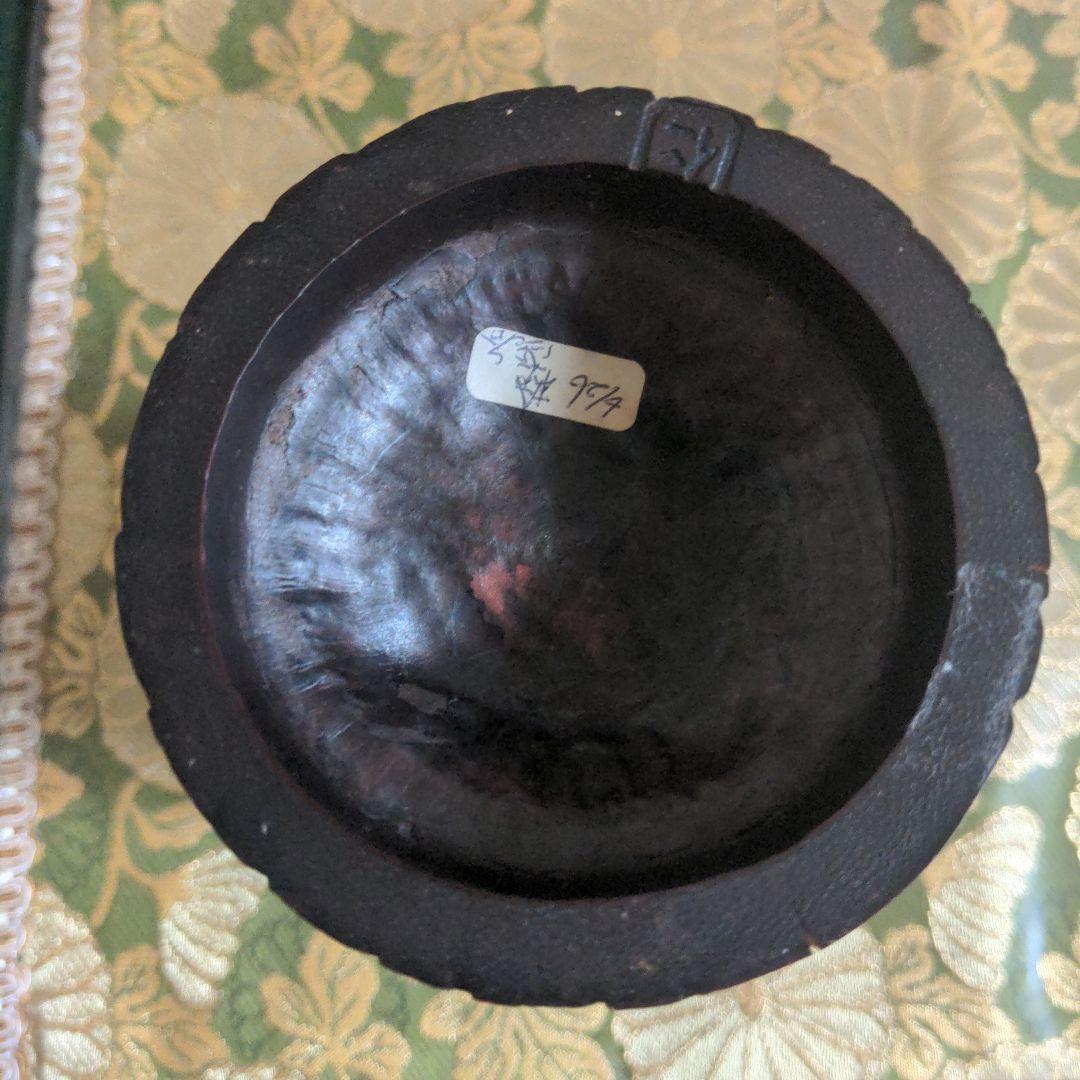 【最終価格】 中国骨董　鯉図　彫刻筆筒　時代品