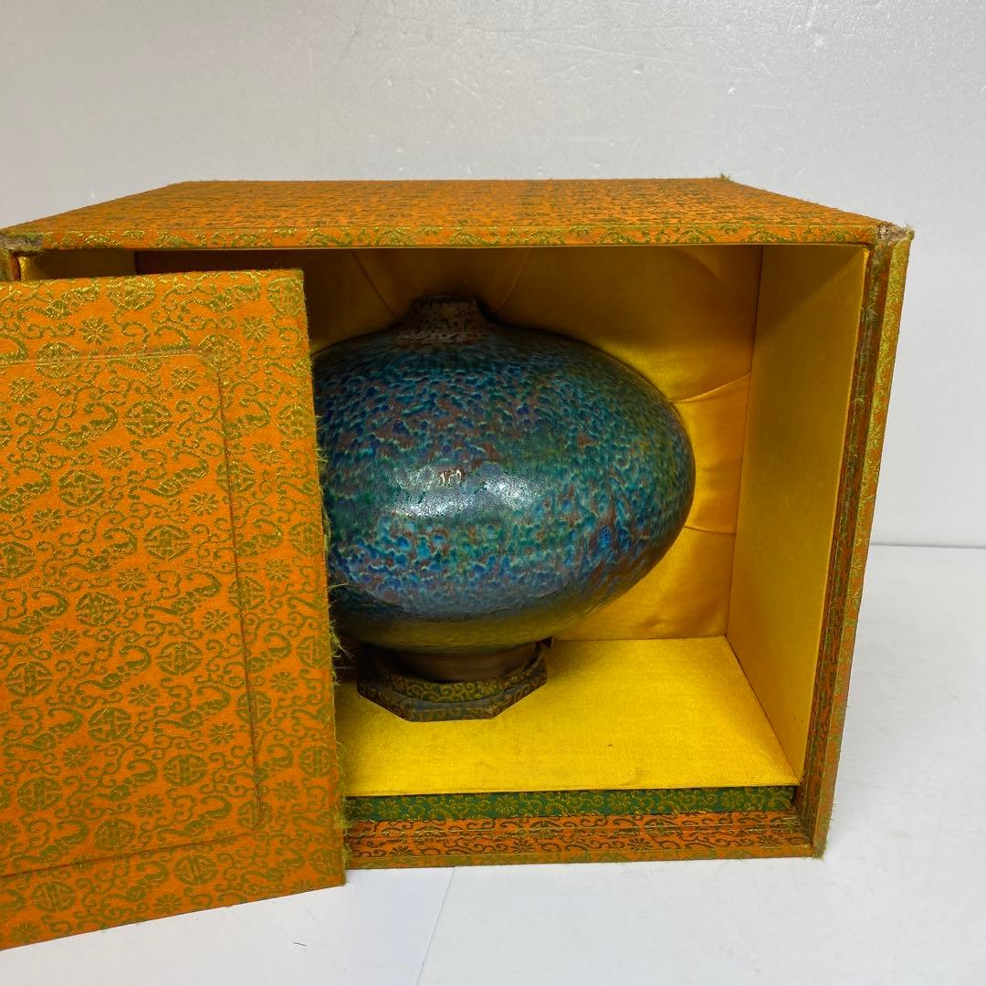 中国美術　花入　高さ17㎝　幅約22㎝　共箱　タサコサ　東さ7-0222☆2F