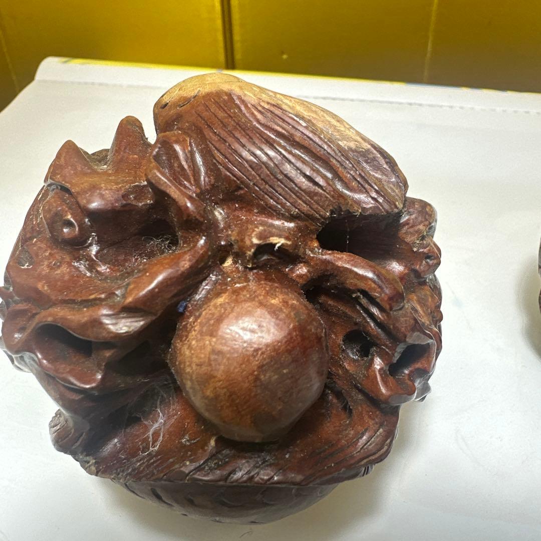 唐木，彫刻，紫檀，黄花梨，インテリア，中国，清刀，木製彫刻 ドラゴンと動物の球体