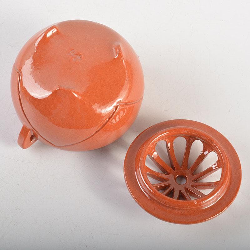 茶道具　京焼　川崎和楽作　赤楽　三足香炉　共布共箱　V　6823