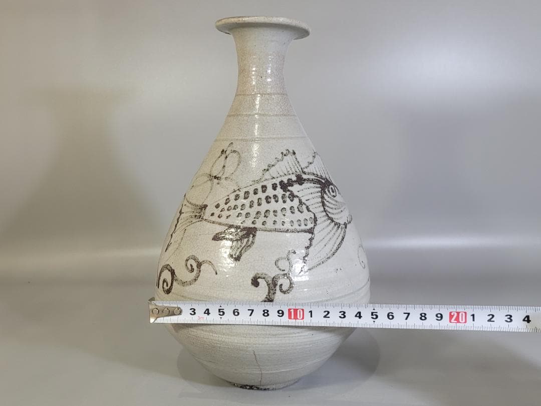 古美術 李朝 魚紋 花瓶