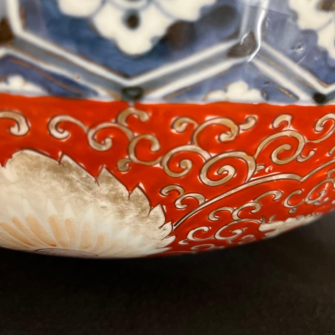 江戸時代　有田焼　古伊万里　錦手　金彩赤絵　『特大』 ‼️大鉢　直径37cm