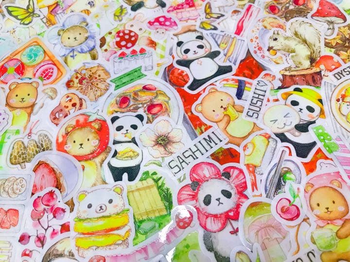 可愛いい❤️❤️フレークシール( ⸝⸝•ᴗ•⸝⸝ )くまパンのきのこ狩り☆☆