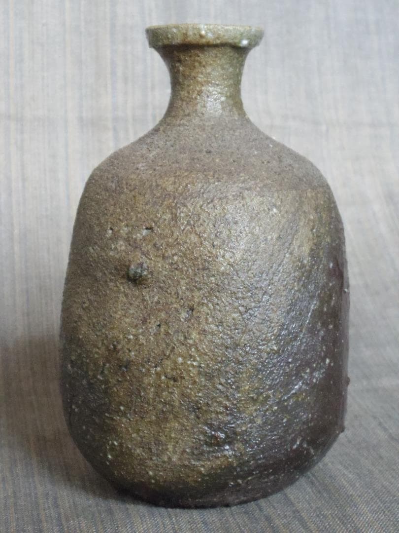 未使用★大森礼二★備前≪窯変黒≫徳利★胡麻★初窯