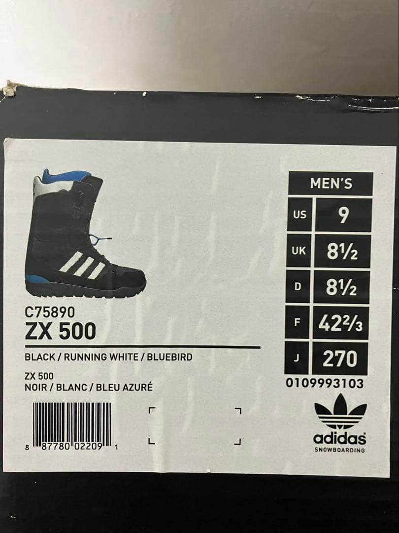 美品 adidas スノーボードブーツ ZX500 27cm 黒/青