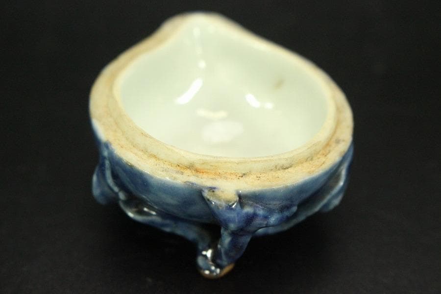 龍茶道具 中国美術 青花 果実 香合 古美術(AZ994)
