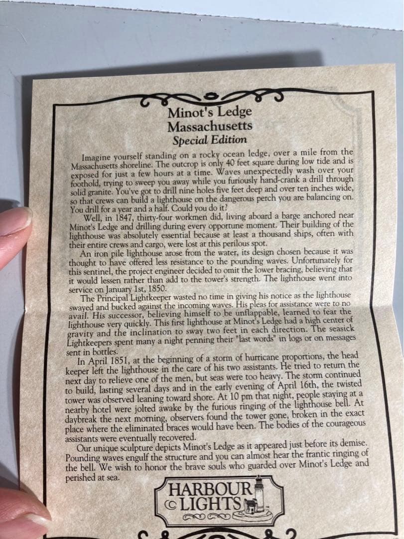 工芸品 Harbour Lights Minot's Ledge Lighthouse