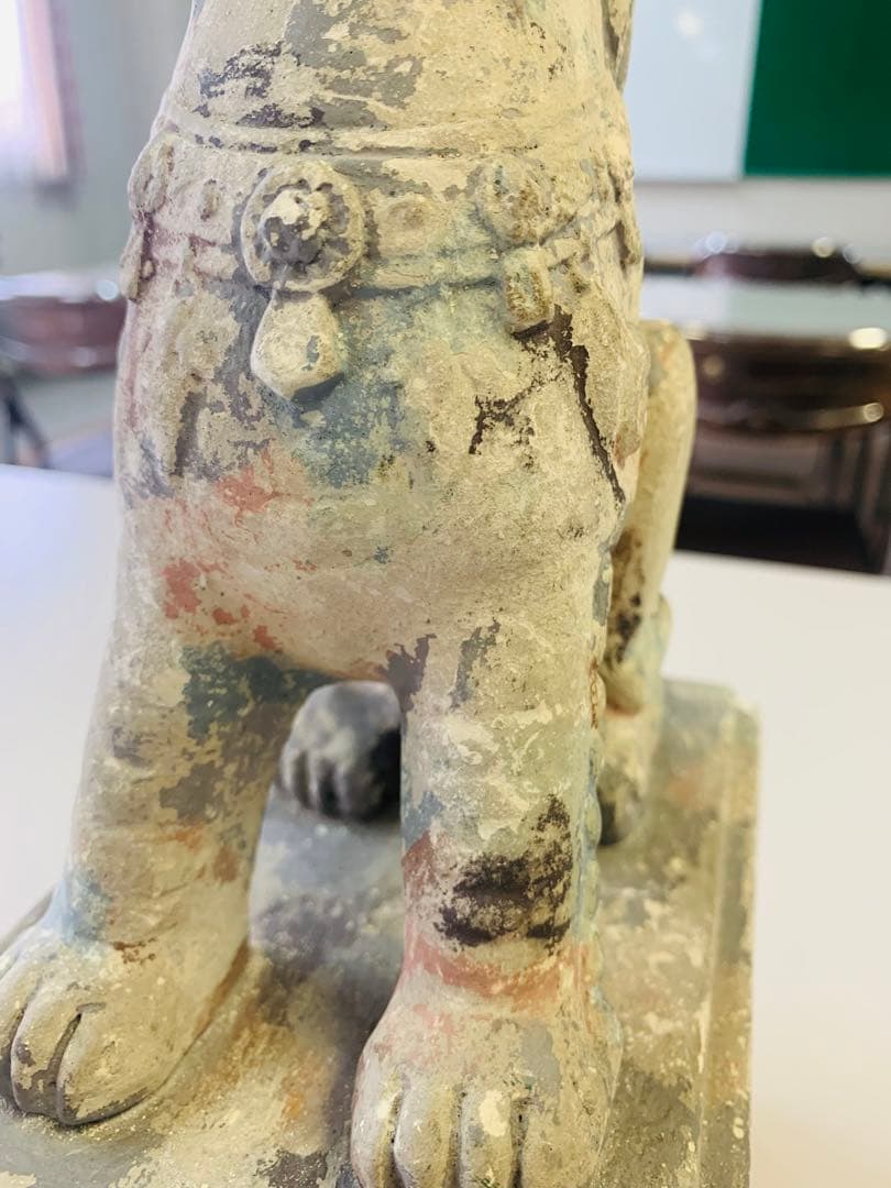 希少！中国唐時代中期黄釉獅子（時代保証）