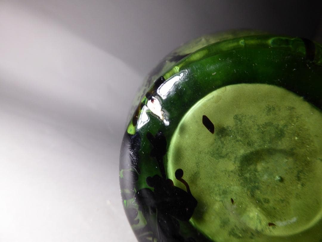 アンティーク　薄緑紫文入り花瓶