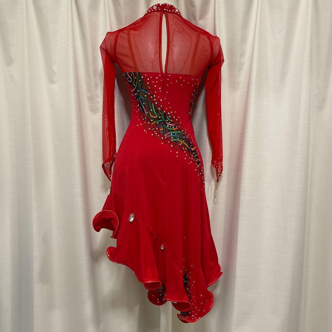 セキネ 7号 ラテンドレス 社交ダンスドレス 赤 デモ 競技ドレス