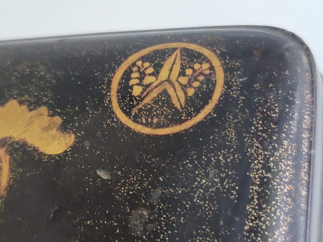 DT340 古美術 時代蒔絵 錫口 香合 蓋物