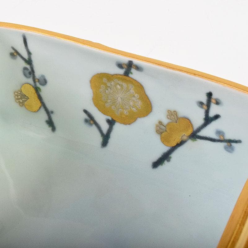 茶道具　京焼　平安　小川武雄作　梅椿文　食籠　共布共箱　V　R8955