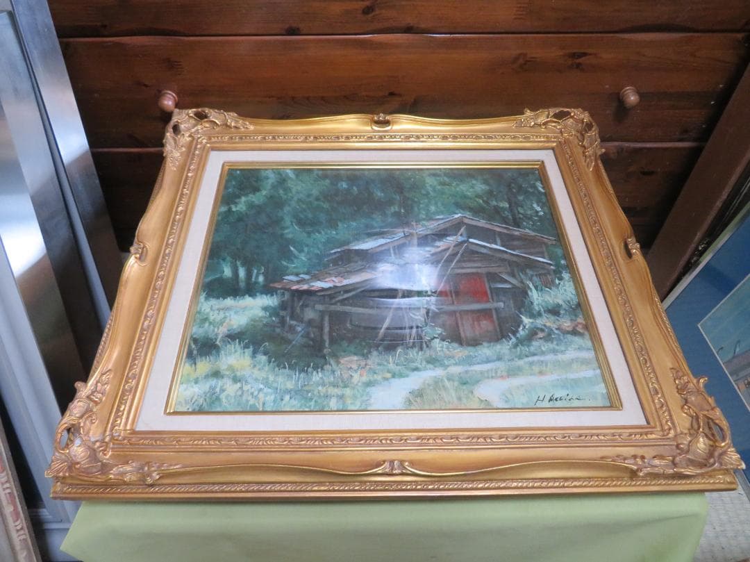 ◆芦田浩　「森の立小屋」　油彩　F8号　　二科展入選　サロン・ボザール◆