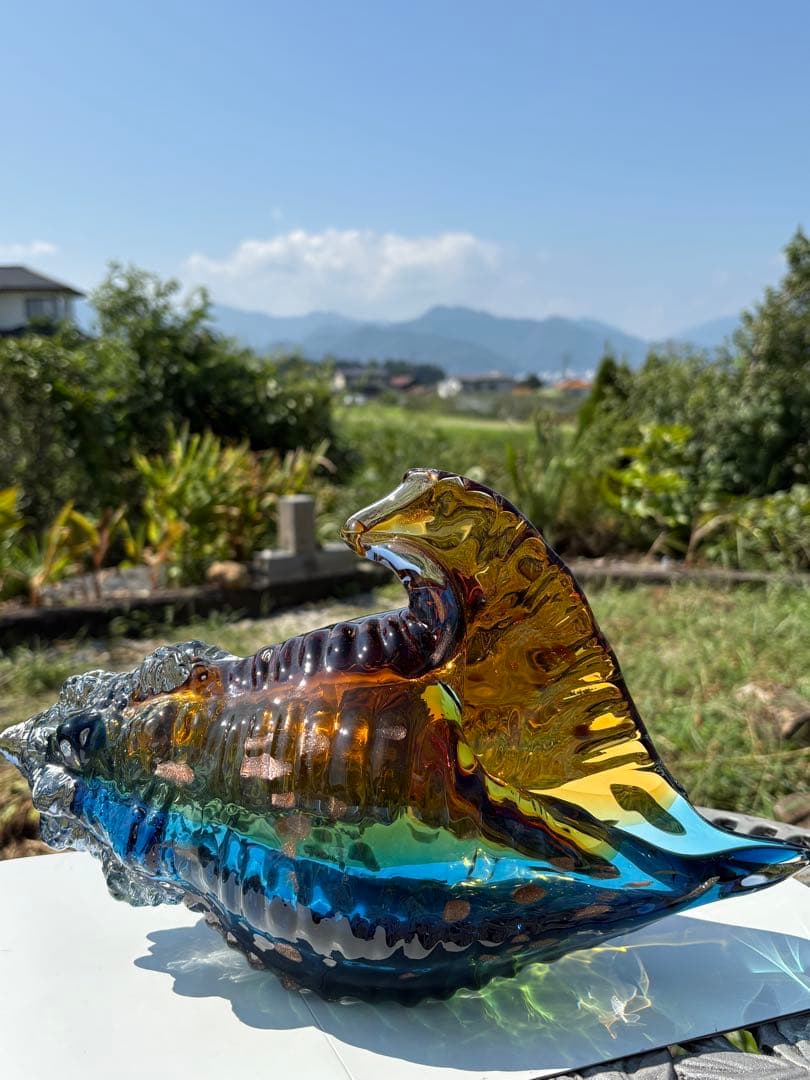 ❤️買い得　✳ 3kg 超綺麗　琉璃　手作り　可愛い　ほら貝形　芸術品　Ｂ