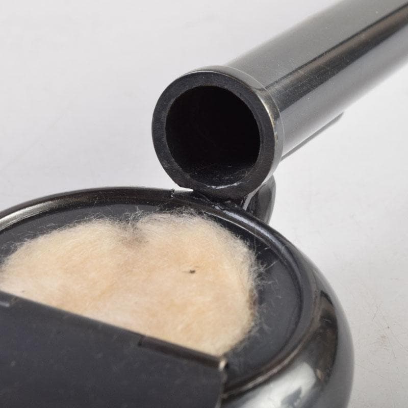 時代提げ物　書道具　古銅　華石作　丸壺矢立　筆付　C　8873