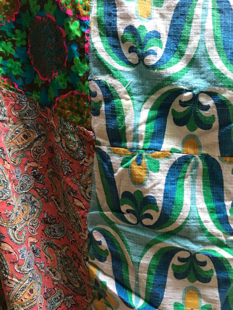 ★ヴィンテージ★ パッチワーク　ベッドカバー　サイケ　ヒッピー　レア！