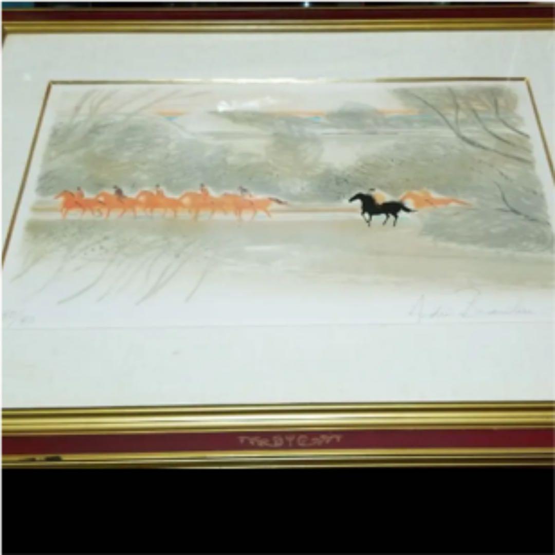 アンドレブラジリエのリトグラフ サイン入レア物 珊瑚色の隊列です