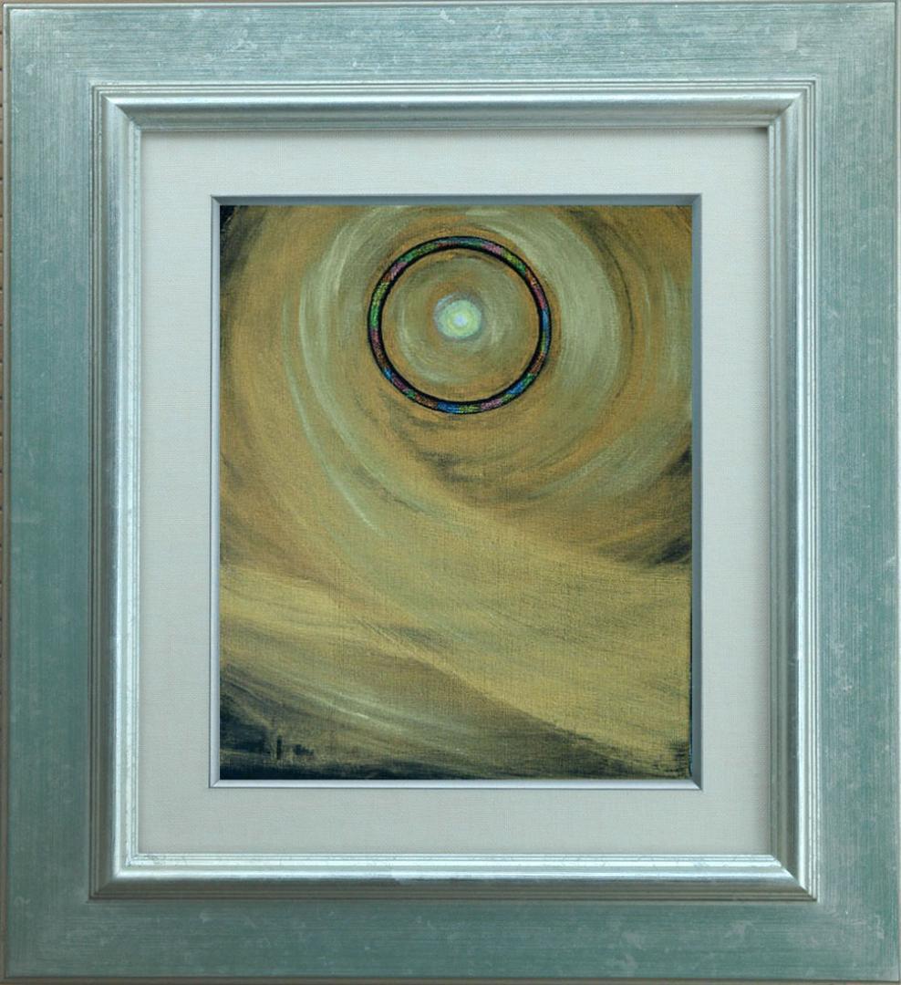 油絵 菅家令子 絵 絵画インテリア額付(白)F3-G172023 風景祈り 希望