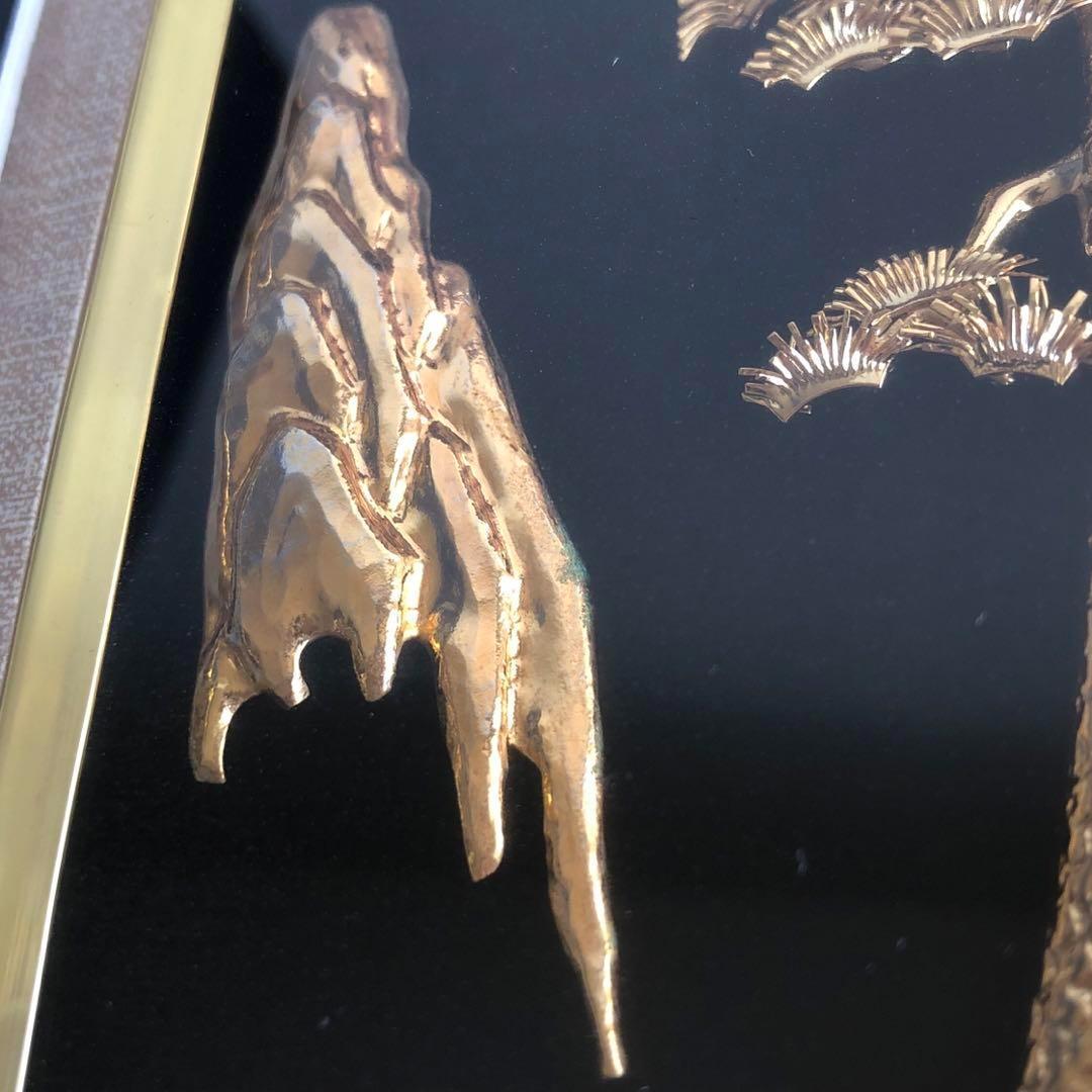 中国伝統工芸　蕪湖金晝　金絵×鉄絵　松の絵　工芸品　額入り　インテリア　美術品