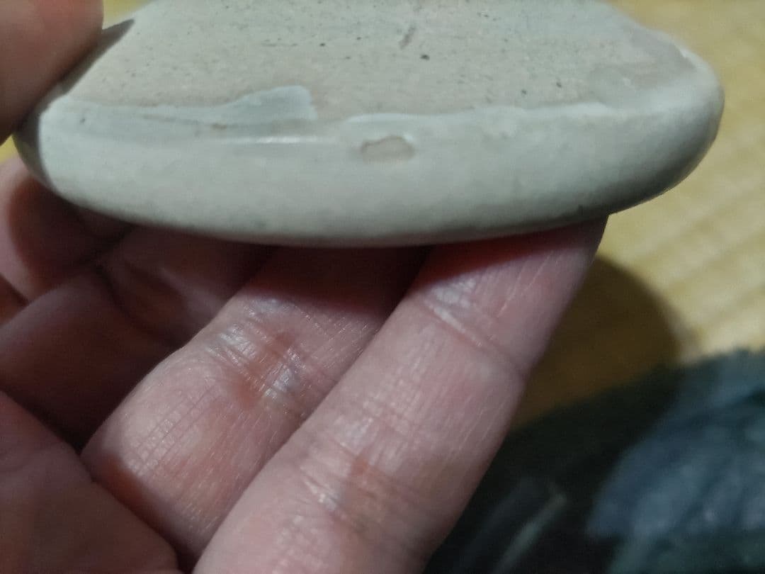 磁州窯（鉅鹿手）無地　白釉　厚縁　小皿　平盃（9.5㎝）