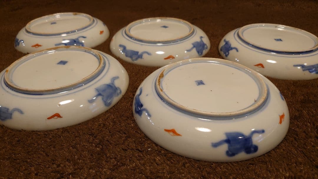 大聖寺伊万里　古伊万里　伊万里　色絵　金襴手　中皿　５客