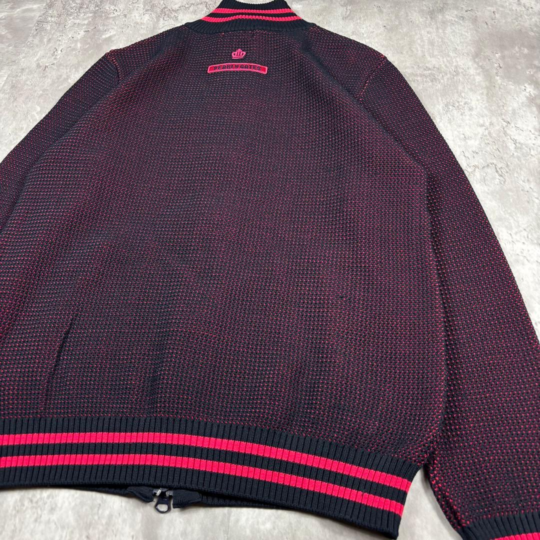 極美品 パーリーゲイツ ドライバーズニット ロゴ Wジップ ゴルフ メンズ 5