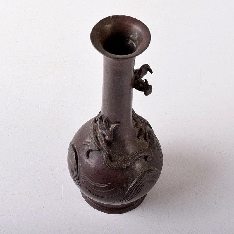 古銅　龍文　長頸瓶　C　7542