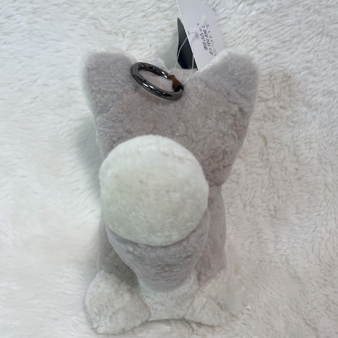 【新品タグ付】高級ムートン ドッグチャーム ぬいぐるみ2体セット リアルファー