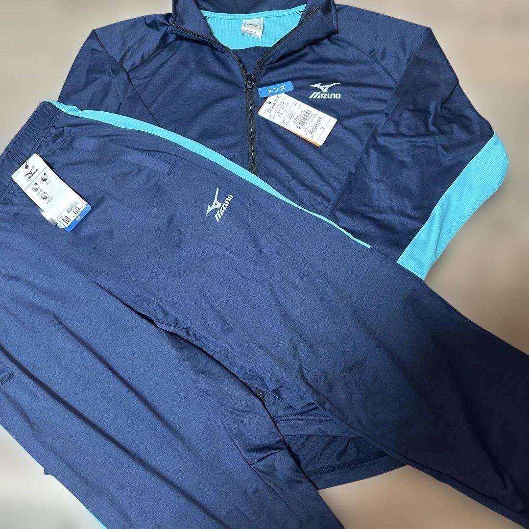 Mizuno メンズ ジャージ上下セット ネイビー/ライトブルー